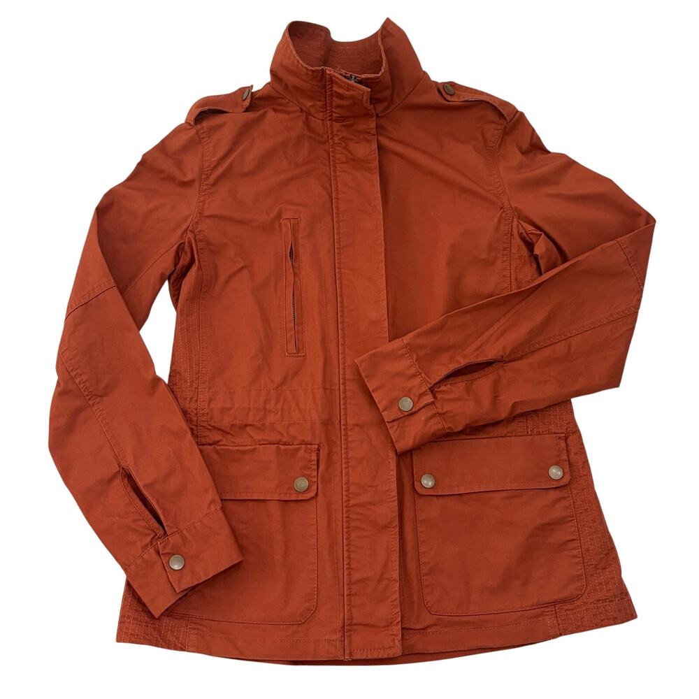 Love Tree Womens Jacket Burnt Orange Medium Utility Military Zip Snap Cotton